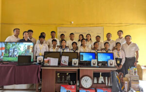 Support computers,books, printers and other to school